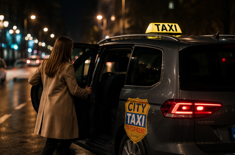 Utas beszállása a siófoki taxiba